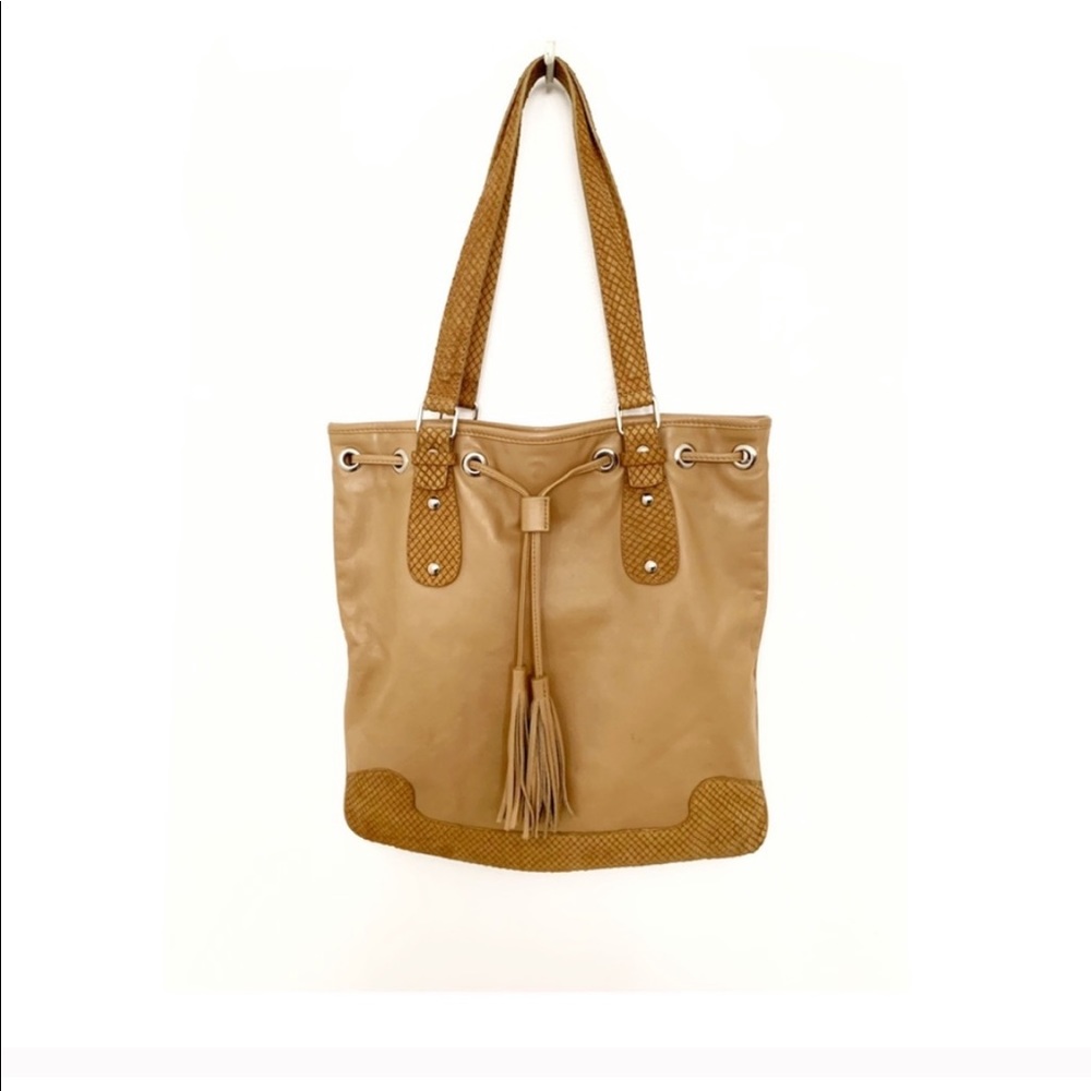 Maurizio Taiuti Tan Camel Leather Tote Handbag Bag